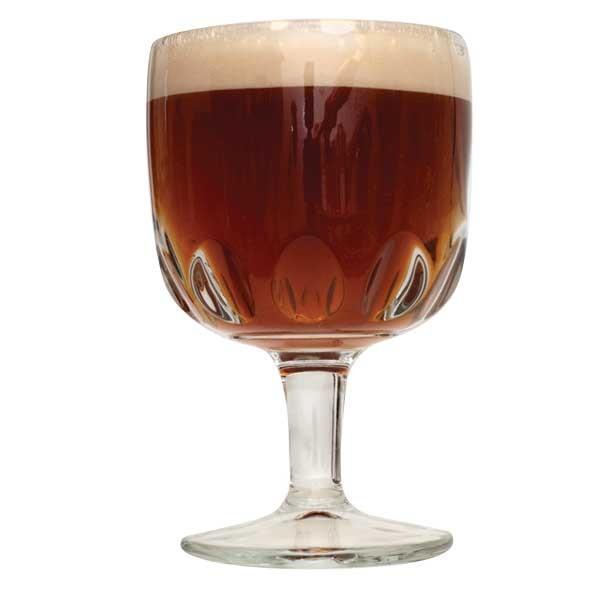 Belgian Dubbel homebrew in a drinking glass