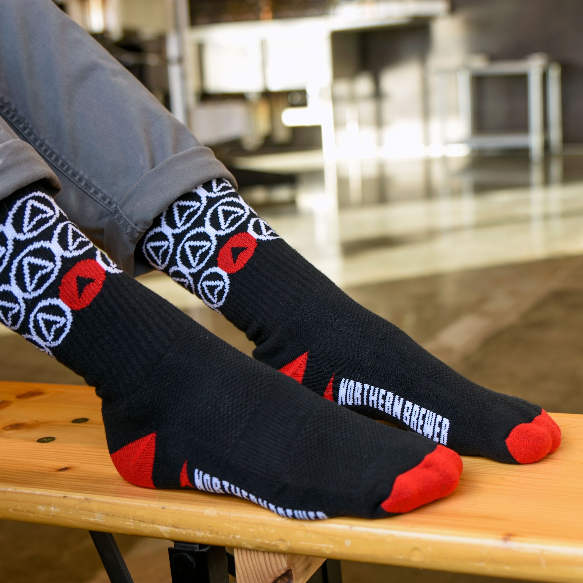 Close up on northern brewer socks