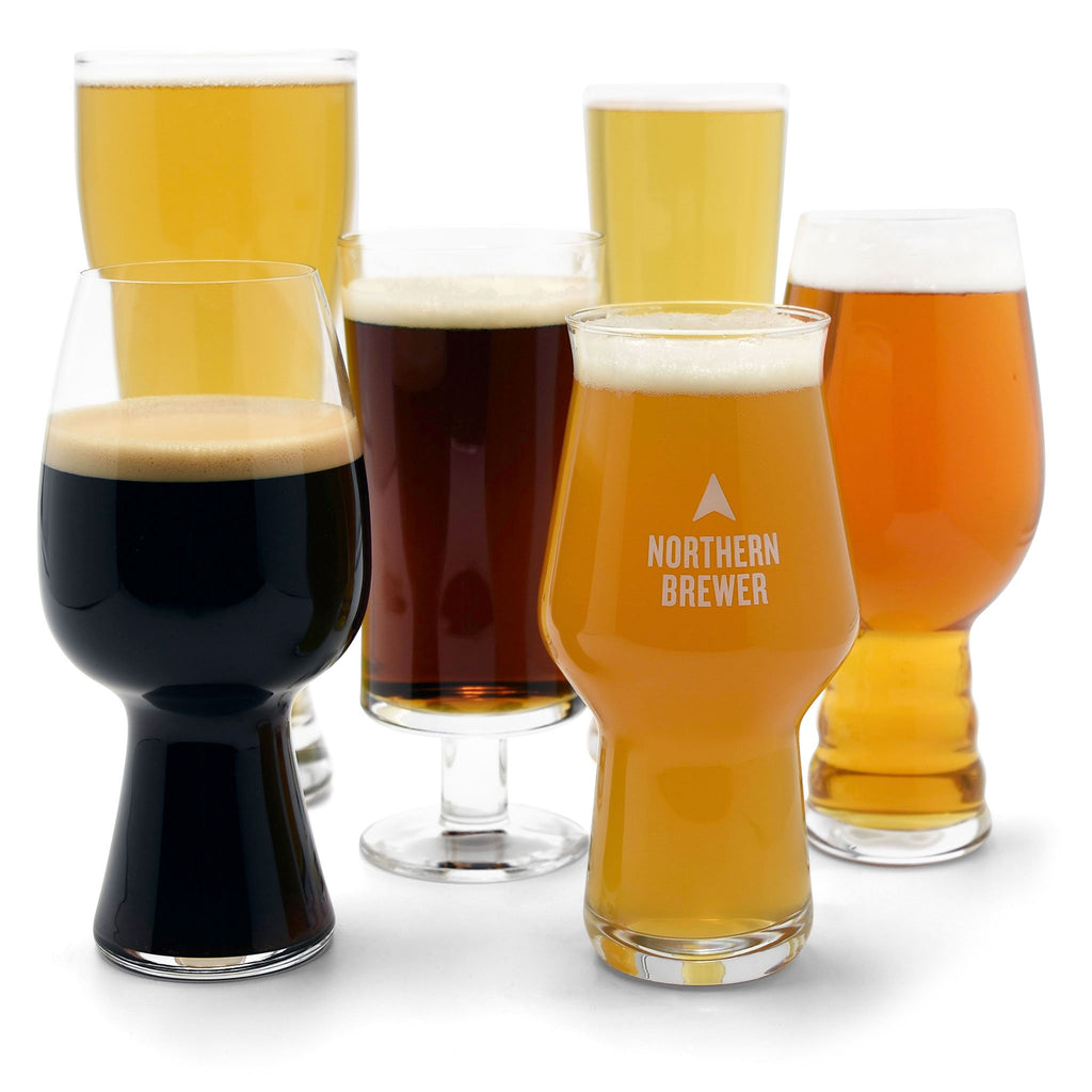 6 different beer styles in glasses