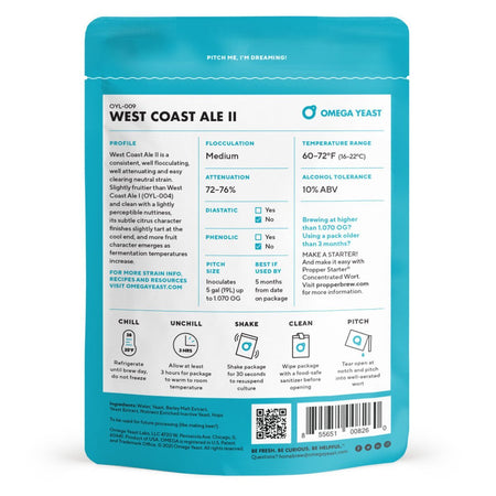 Omega Yeast OYL-009 West Coast Ale II Back