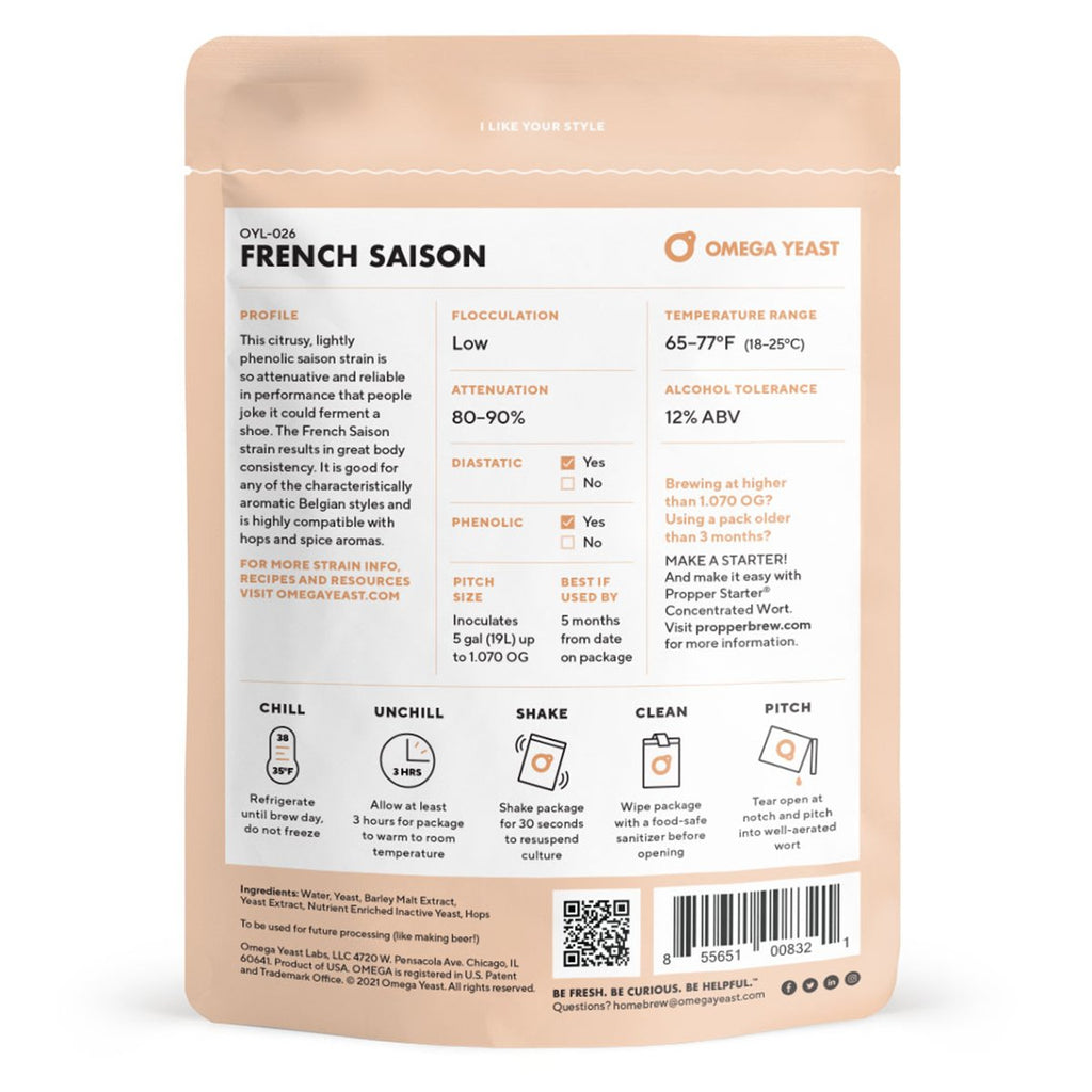 Omega Yeast OYL-026 French Saison Back