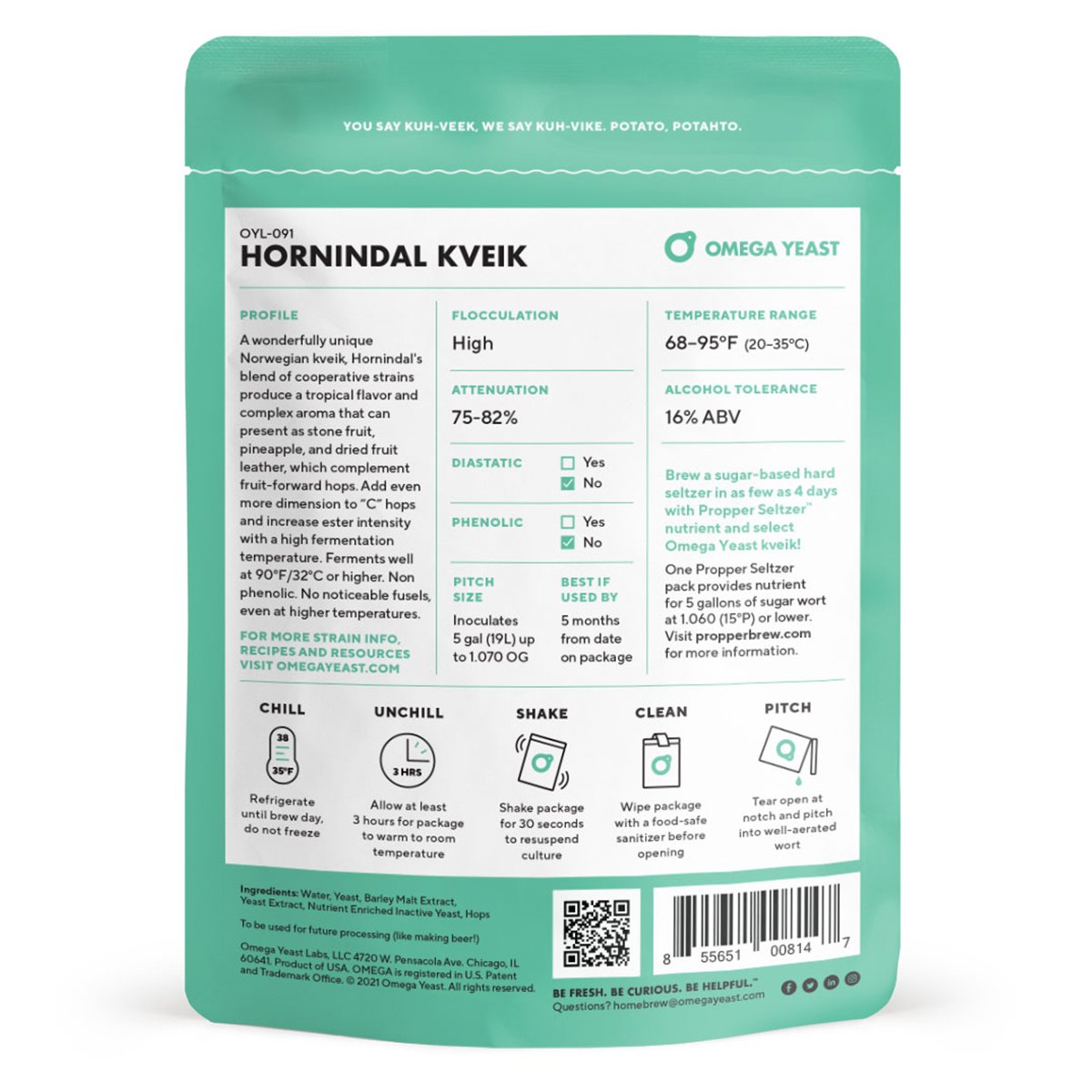 Omega Yeast OYL-091 Hornindal Kveik Back