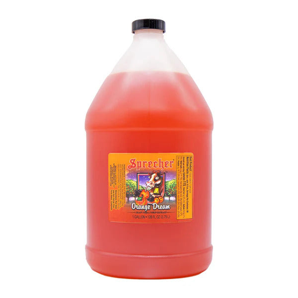 Orange Dream Soda Sprecher in a 1-gallon jug