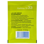 SafAle S-33 Dry Brewing Yeast Package Back