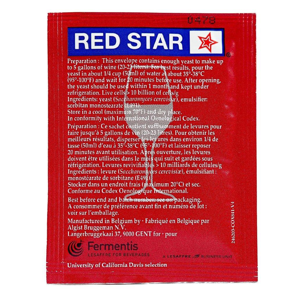 Red Star Premier Classique Wine Yeast Back Package