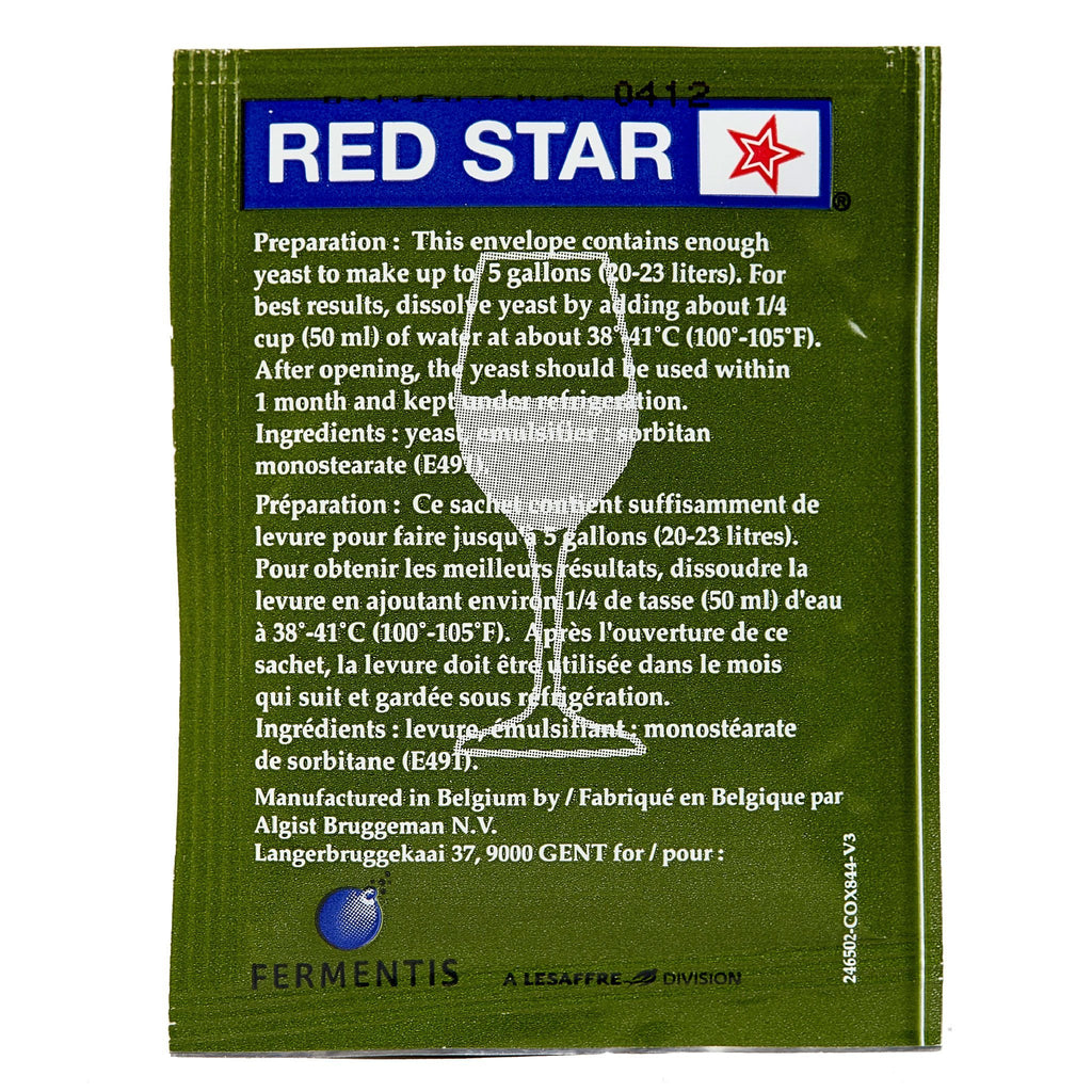 Red Star Côte des Blancs Wine Yeast Back Package