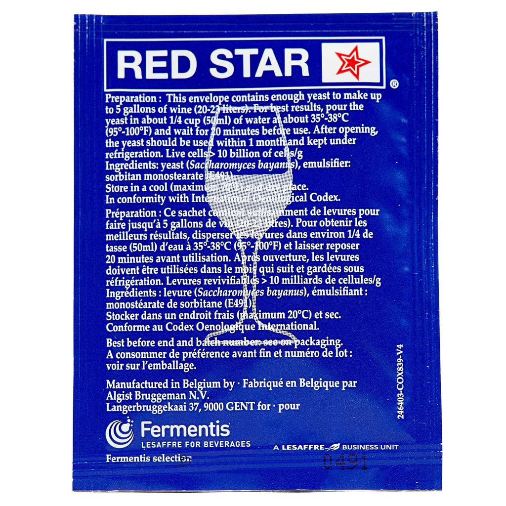 Red Star Premier Cuvée Wine Yeast Back Package
