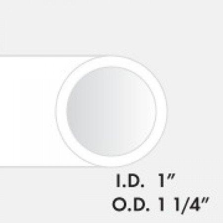 Drawing of a tube with the following text: tubing internal diameter one inch, outer diameter one and one quarter inch