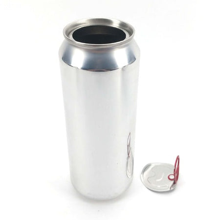 Can Fresh Aluminum Beer Cans with Full Aperture Lids - 16.9 oz  with lid next to it