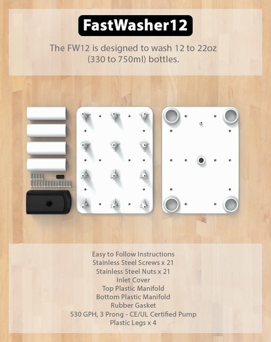 Diagram of the parts and pieces of the FastWasher12