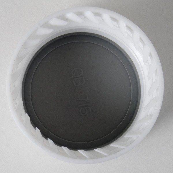 28 millimeter Screw Cap with a black interior. QB-715 is written in the interior.