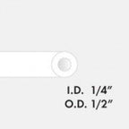 Drawing of a tube with the following text: internal diameter quarter inch, outer diameter half inch.