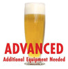 Petite Saison d'Ete in a glass with a customer caution in red text: "Advanced, additional equipment needed" to brew this recipe kit