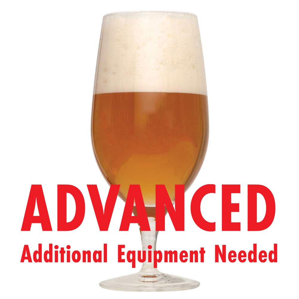 Exotic Tropic Wheatwine homebrew in a glass with an All-Grain caution: "Advanced, additional equipment needed"