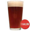 Nut Brown Ale in a glass, and a red circle containing the following text: one gallon