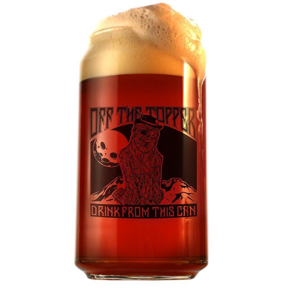 An Off the Topper can glass filled with Off the Topper IIPA