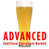 Honey Weizen in a glass with an All-Grain caution in red text: "Advanced, additional equipment needed"