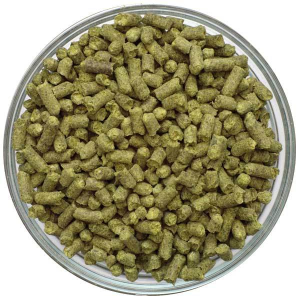 Bowl filled with US Tettnang Hop Pellets